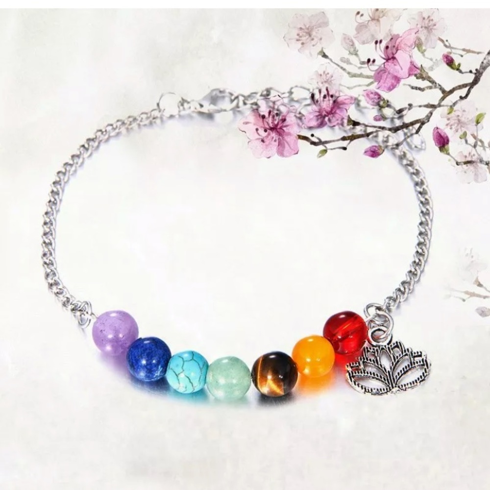 7 Chakra Healing Beads Lotus Bracelet Anklet